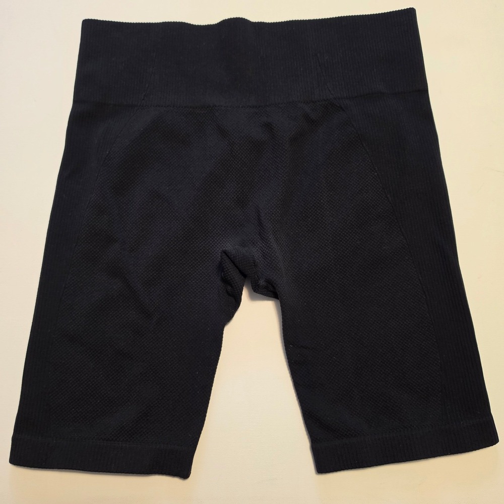 Seamless High Waisted Ribbed Biker Shorts Black Small
